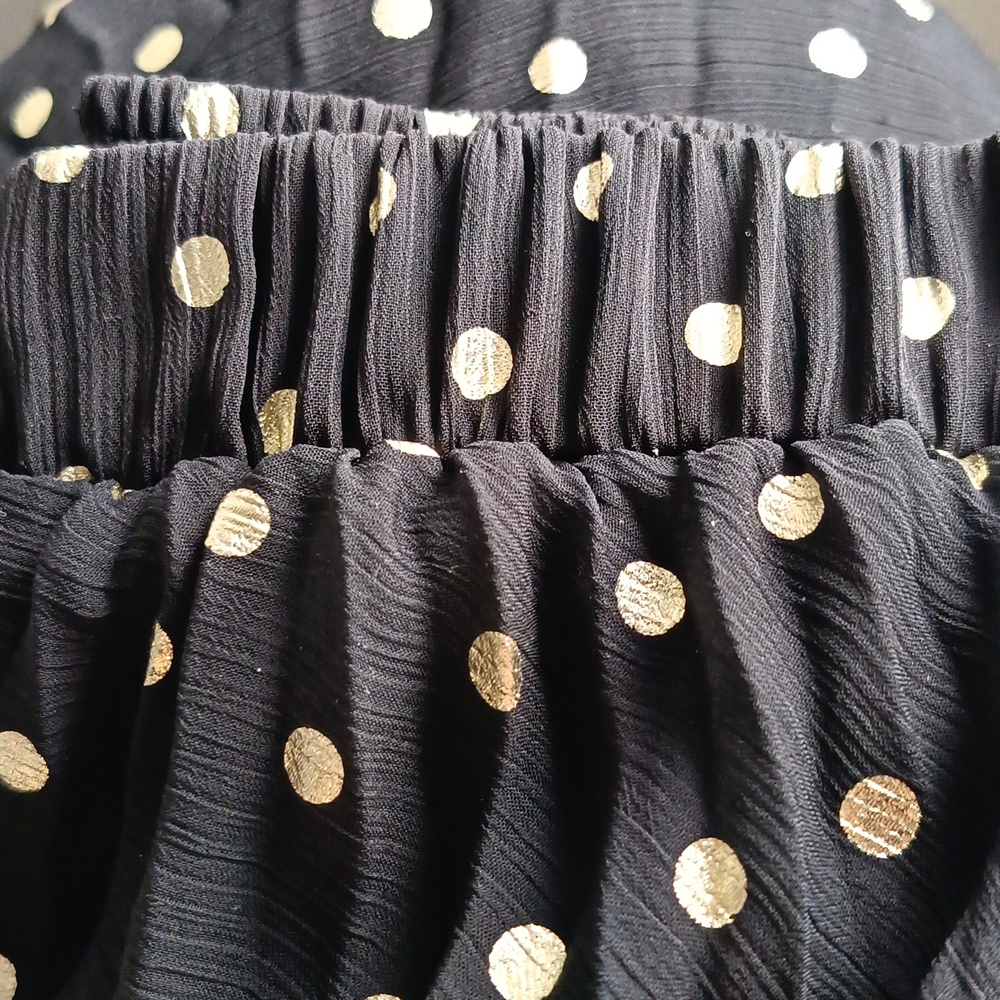 M💥Gold Polka Dot Pleated Midi Skirt for Cocktail Events - Picture 11 of 11
